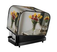 Modern Vintage Floral Toaster Cover 2 Slice, Waterproof Bread Machine Covers with Pockets Universal Size Kitchen Small Appliance Cover with Handle, Dust and Fingerprint Protection