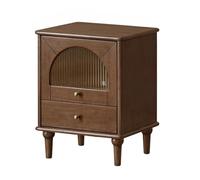 Modern Vintage Glass Drawer Nightstand - Stylish Wooden Bedside Table for Home Bedroom Storage - Compact Side Cabinet with Elegant Design