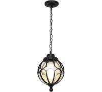 Modern Vintage Glass Lantern Pendant Light Retro Waterproof Exterior Hanging Lamp Aluminum Outside Ceiling Lighting Fixture for Porch Patio Entryway Farmhouse
