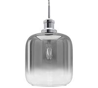 Modern Vintage Glass Pendant Ceiling Light Shade Smoked Grey Clear with Retro Chrome Holder M0202