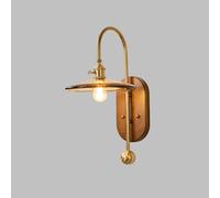 Modern Vintage Glass Wall Lighting Fixture Indoor Wood Wall Light with Glass Shade, 1-Light Bedroom Bedside Wall Mounted Lamp Amber Wall Sconces for Hallway Stairway, E27 Socket