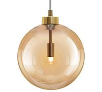 Modern Vintage Globe Pendant Light Amber Smoked Feature Glass Ceiling Lamp Shade with Brass Holder M0212-F