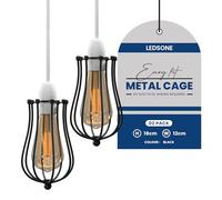 Modern Vintage Industrial Black Metal Wire Cage Loft Pendant Lamp Ceiling Light Shade Retro Small Hanging Lighting Fixture E27 Socket (2 Pack)