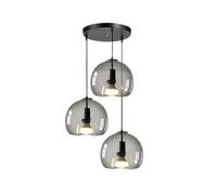 Modern Vintage Smoky Gray Pendant Light Double Layer Bubble Glass Industrial Adjustable Hanging Lamp Fixture for Farmhouse Kitchen Island Bedroom Living Room Restaurant