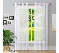 Modern Voile Curtains 50x50 cm Soft Solid Color Linen Panels Insulated Transparent Window Treatments for Bedroom & Living Room White