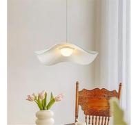 Modern Wabi Sabi White Flower LED Light Fixture Dimmable 3 Color Pendant Lamp for Dining Room Kitchen Living Room & Restaurant Decor (40cm)
