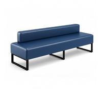 Modern Waiting Room Bench with Backrest Upholstered Office Guest Chair Metal Frame Reception Seating for Lobby Salon Airport Bank and Conference Room Black Frame 17" Dx47 Wx17 H (Blueblackfr