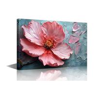 Modern Wall Art 1 Panel Vibrant Pink Flower Pictures Print on Canvas for Living Room Wall Decoration, 3D Flower Artwork Giclee Stretched and Framed Ready to Hang, 36" Wx24 H