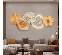 Modern Wall Art Decor Clock, Decorative Wall Hanging Painting, 3D Vision Walls Decoration, Plug-in Power Supply Relief LED Decorative Painting for Living Room, Bedroom (Orange 47.2x20.9in)