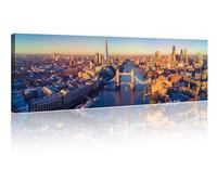Modern Wall Art for Living Room 1 Panel Aerial View of London and the River Thames Posters and Prints for Home Wall Decoration, Giclee Artwork Wooden Framed Ready to Hang, 60"Wx32"H