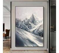 Modern Wall Art Snow Mountain Landscape 100% Hand Painted Oil Painting On Canvas Original Frameless Texture Artwork Aesthetic Wall Decor For Living Room Bedroom 80X100Cm(32X40Inch)
