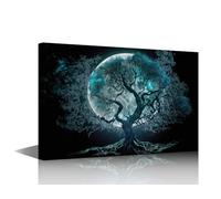 Modern Wall Art the Mysterious Tree in the Moonlight Posters and Prints Tree of Life Artwork Modern Living Room Wall Decorations Wooden Framed Gallery-Wrapped Ready to Hang 24x16 in