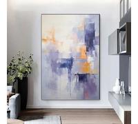 Modern Wall Artwork Prints on Canvas Oil Painting Blue Orange Lilac Abstract Wall Decor Living Room Bedroom Office Art(60x90CM/Frameless)