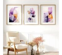 Modern Wall Artwork Prints on Canvas Painting Boho Purple And Orange Abstract Feminine Floral Art Decoration Orchid Room(60x90cm-3Pcs)