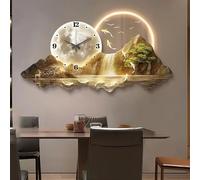Modern Wall Clock 3D Art Wall Murals, Clocks with LED Lights, Landscape Backg Wall Decorations Suitable for Bedrooms and Living Rooms(Medium)