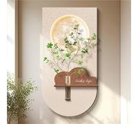 Modern Wall Clock 3D Wall Decor with Vase and Soft LED Glow, Contemporary Hanging Art Piece for Home Interiors, Entrance Decorative Painting(27.6 * 55.1")