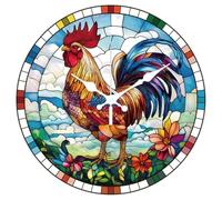 Modern Wall Clock Abstract Pattern, Battery Operated Non-Tick for Bedroom Living Room Kitchen Office, 12 Inch Decorative for Kitchen, Living Room,Office, Bedro(Chicken)