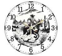 Modern Wall Clock Abstract Pattern, Battery Operated Non-Tick for Bedroom Living Room Kitchen Office, 12 Inch Decorative for Kitchen, Living Room,Office, Bedro(Western Cowboy)