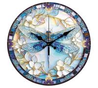 Modern Wall Clock Abstract Pattern, Battery Operated Non-Tick for Bedroom Living Room Kitchen Office, 12 Inch Decorative for Kitchen, Living Room,Office, Bedro(Dragonfly)