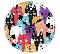 Modern Wall Clock Abstract Pattern, Battery Operated Non-Tick for Bedroom Living Room Kitchen Office, 12 Inch Decorative for Kitchen, Living Room,Office, Bedro(Cat)