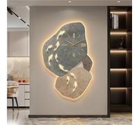 Modern Wall Clock Creative 3D Led Clock, Entrance, Living Room Backg Wall Decorative Clock, Indoor Led Landscape Wall Decor Mural(Blue)