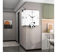 Modern Wall Clock Cute Panda Corner, 3D Dual - Face Design, Silent Movement, Decorative Clock for Living Room, Bedroom, Office(18.5x13.8x3.7)