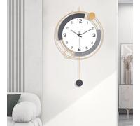Modern Wall Clock,Decorative Wall Clocks with Pendulum,Silent Quality Quartz Wall Clock Battery Operated,Large Wall Clock for Living Room,Kitchen,Home,Bathroom,Bedroom Wall Decor,13x21inch Gold