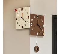 Modern Wall Clock - Double-Sided Square Battery Operated Clock with 3D Raised Numerals and Circular Pendulum for Living Room, Bedroom, or Office Decor