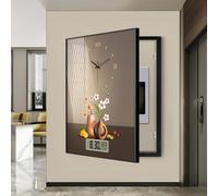 Modern Wall Clock Hidden Electrical Panel Cover Decoration Painting, Electric Meter Decorative Paintings with Clock, Wall - Mounted Decorative Fuse Box Covers(23.6 * 31.5")