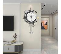 Modern Wall Clock, Minimalist Creative Decorative Wall Clocks Large Silent Non Ticking Stylish Pendulum Clock Metal Frame + MDF Dial Nordic Style Deco for Living Room Bedroom Kitchen Office, 59*36 cm