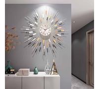 Modern Wall Clock Non-Ticking Gold Sunburst for Living Room - and Elegant Metal Dial Clock for Bedrooms and Kitchen Wall Decor(60cm)