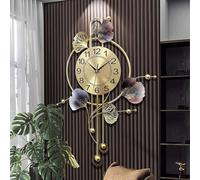 Modern Wall Clock, Silent Non-Ticking - Metal Iron Leaf Design Fancy Style Clock for Decorative Living Room Bedroom Hotel Porch(70x52CM)(A)