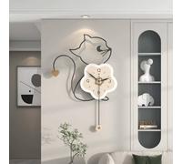 Modern Wall Clock with Cat Design and Silent Pendulum Operation for Living Room, Bedroom, Office, and Kitchen Decoration
