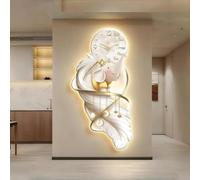 Modern Wall Clock with LED Lights, Backg Wall Decoration Sculpture, 3D Art Mural Suitable for Bedroom, Living Room(Medium)