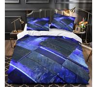 modern wall decor 3D Pattern Quilt Cover 3pc Premium Microfibre Stain-Resistant contemporary blue lighting Duvet Cover 2 Pillowcases Zip Closure Bed Ensemble Couple Bedroom Single（140x200cm）