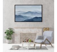 Modern Wall Decor Blue Misty Mountain Texture Wall Art 100% Hand Painted Oil Painting Original Frameless Artwork For Living Room Bedroom-Nature Landscape Home Decor Horizontal 70X140Cm(27.5X