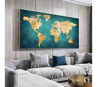 Modern Wall Decoration Art World Map Canvas Painting HD Print Posters and Prints Canvas Wall Art Pictures Living Room Decor 60x120cm Frameless