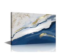 Modern Wall Decorations Wall Art for Living Room 1 Pieces Canvas Wall Art Blue and White Texture Picture Painting on Canvas Print Giclee Family Decoration Gallery-Wrapped Ready to Hang(24"Wx16"H)