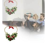 Modern Wall Hanging Garland Rose Wreath Heart Shaped Rose Ring Spring/Summer Flower Wreath Front Door Family Valentine's Day Wedding Decoration (Red, 35cm)