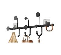 Modern Wall Hoo Self-Adhesive Coat Rac Bathroom Towel Hanrs for Coats Hats & Keys No Drill Installat (Black 45cm/17.7in)