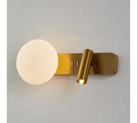 Modern Wall Lamp, Adjustable Acrylic Shade Wall Light for Bedroom Living Room Reading, Gold Sconce with 90° Spotlight