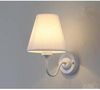 Modern Wall Lamp for Bedroom American Country Style Fabric Shade Sconce 25 * 23cm White Ideal for Living Room Hallway and Staircase Lighting