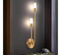 Modern Wall Lamp Glass Shade Wall Sconce Medieval Decoration Corridor Night Lamp G9*2 Golden Wall Light Fixture Bedroom Bedside Bathroom Lighting Living Room Background Dressing Table Wall Lamp ( Colo