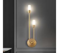Modern Wall Lamp Glass Shade Wall Sconce Medieval Decoration Corridor Night Lamp G9*2 Golden Wall Light Fixture Bedroom Bedside Bathroom Lighting Living Room Background Dressing Table Wall Lamp ( Colo