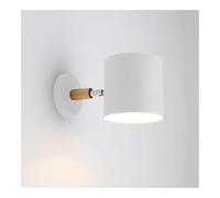 Modern Wall Lamp Nordic Adjustable Reading Cylindrical Colorful Bedside Light with Wood Accent Wall Sconce Indoor for Bedroom Hallway(Blanco)
