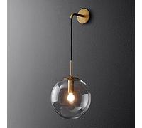 Modern Wall Lamp,Smokey Grey Glass Wall Sconces,Vintage Brass Finish, Adjustable Length Wall Light for Living Room Bedroom Bathroom Vanity,Gold,15cm