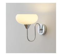 Modern Wall Lamp Vintage Wall Sconces Chrome Finish White Glass Wall Light Schoolhouse Wall Lighting for Bedroom Bathroom Hallway(White Glass)