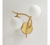 Modern Wall Led Glass Ball Wall Sconce,Metal Wrought Irond/Black Decor Wall Lamp Indoor Home Bedroom Bedside Living Room Wall Lantern G9 3000K 2-Light/Gold/Right