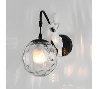 Modern Wall Light Fixture for Hallway Corridor Mermaid Wall Sconce | Light Unique Artistic Clear Water Glass Mid-Century Wall Lamp for Bedroom Living Room Hallway Vanity(Black-water Glass)