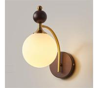 Modern Wall Lights Retro Wood Wall Sconce with Globe Glass Shade Nordic Lantern Indoor Bedside Wall Lamp for Living Room Bedroom Hallway Entrance Nordic Scon Wall Lighting Fixtures